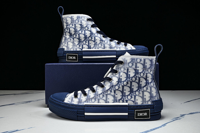 OBLIQUE HIGH-TOP SPORTS SHOES WHITE/BLUE