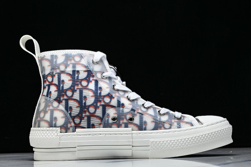 OBLIQUE HIGH-TOP SPORTS SHOES WHITE/BLUE