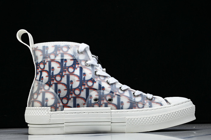 OBLIQUE HIGH-TOP SPORTS SHOES WHITE/BLUE