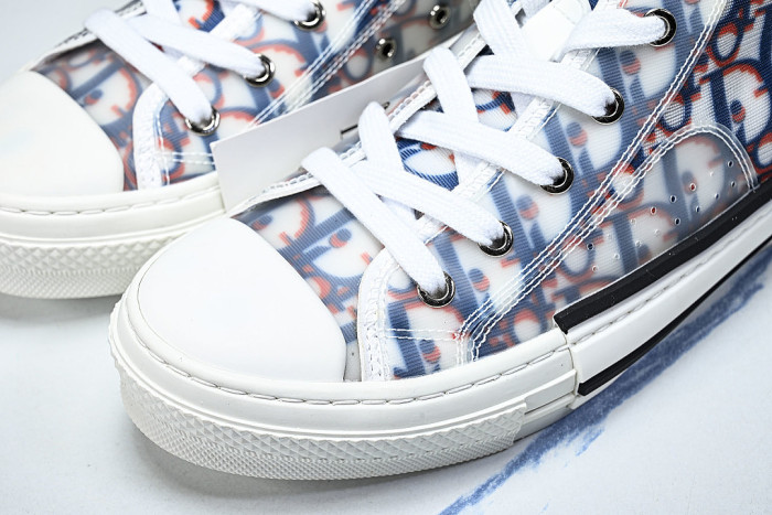 OBLIQUE HIGH-TOP SPORTS SHOES WHITE/BLUE