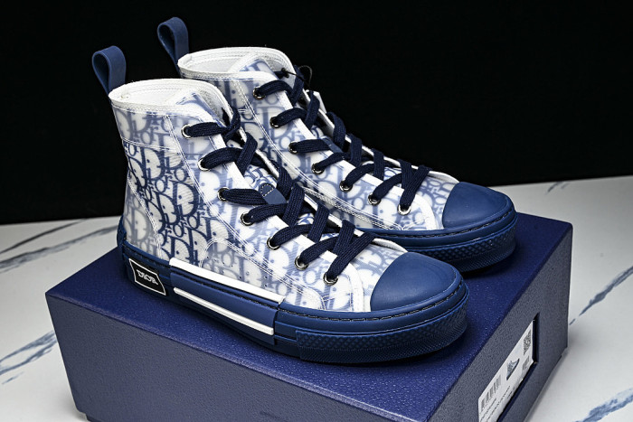 OBLIQUE HIGH-TOP SPORTS SHOES WHITE/BLUE