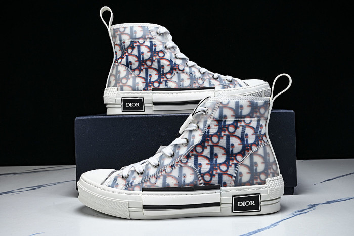 OBLIQUE HIGH-TOP SPORTS SHOES WHITE/BLUE