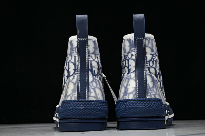 OBLIQUE HIGH-TOP SPORTS SHOES WHITE/BLUE
