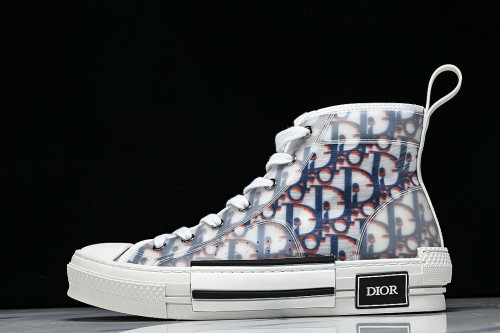 OBLIQUE HIGH-TOP SPORTS SHOES WHITE/BLUE