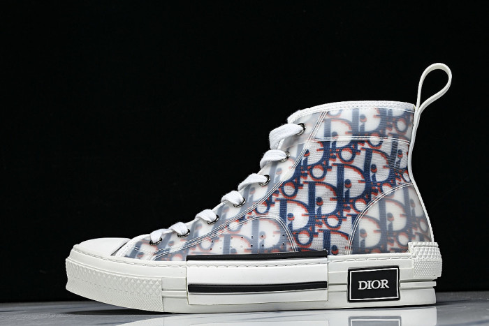 OBLIQUE HIGH-TOP SPORTS SHOES WHITE/BLUE