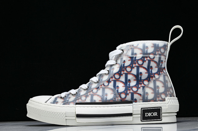 OBLIQUE HIGH-TOP SPORTS SHOES WHITE/BLUE