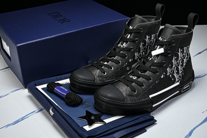 OBLIQUE HIGH-TOP SPORTS SHOES BLACK/WHITE/BLACK