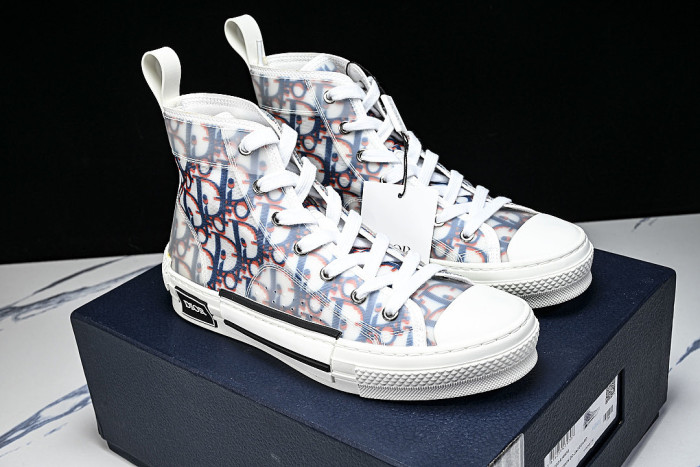 OBLIQUE HIGH-TOP SPORTS SHOES WHITE/BLUE