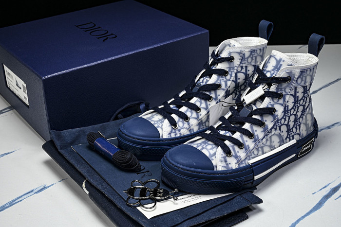 OBLIQUE HIGH-TOP SPORTS SHOES WHITE/BLUE