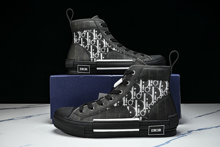 OBLIQUE HIGH-TOP SPORTS SHOES BLACK/WHITE/BLACK