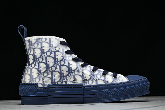 OBLIQUE HIGH-TOP SPORTS SHOES WHITE/BLUE