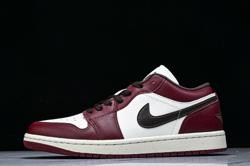 IX5004-121 AIR JORDAN 1 LOW RETRO-STYLE BASKETBALL SHOES WHITE/RED/BLACK
