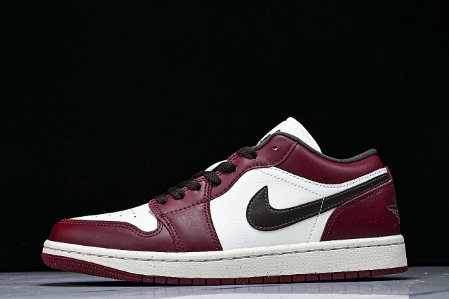 IX5004-121 AIR JORDAN 1 LOW RETRO-STYLE BASKETBALL SHOES WHITE/RED/BLACK