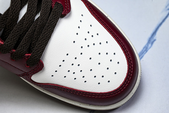 IX5004-121 AIR JORDAN 1 LOW RETRO-STYLE BASKETBALL SHOES WHITE/RED/BLACK