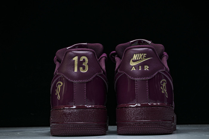 IO9970-638 CENTRAL CEE X AIR FORCE 1 LOW CASUAL SNEAKERS DARK BEETROOT/BEETROOT COLOR