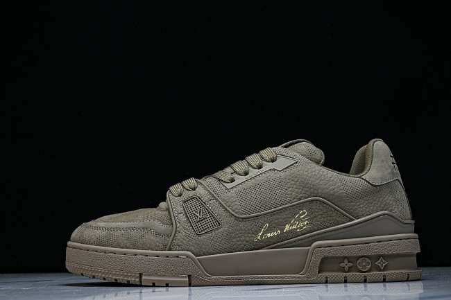 TRAINER SUEDE COWHIDE IS CASUAL AND FASHIONABLE ARMY GREEN/DARK GREEN