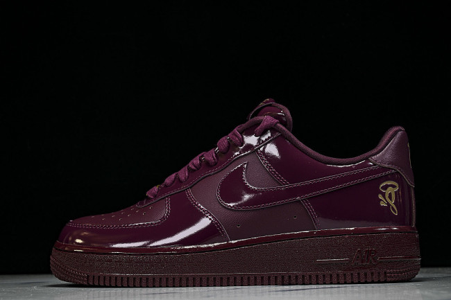 IO9970-638 CENTRAL CEE X AIR FORCE 1 LOW CASUAL SNEAKERS DARK BEETROOT/BEETROOT COLOR