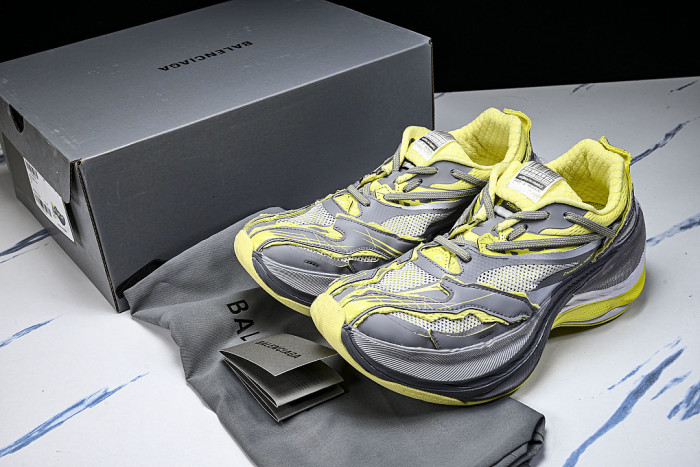 WMRTN-1197 ROUND-TOE THICK-SOLED LOW-TOP DAD SHOES GREY/YELLOW/GREY