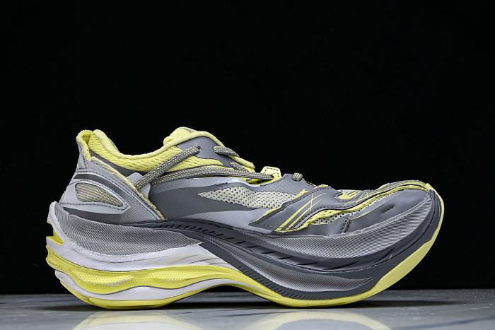 WMRTN-1197 ROUND-TOE THICK-SOLED LOW-TOP DAD SHOES GREY/YELLOW/GREY