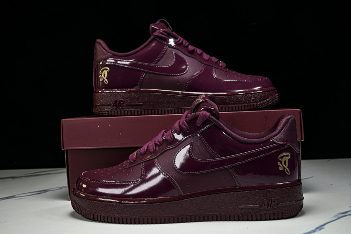 IO9970-638 CENTRAL CEE X AIR FORCE 1 LOW CASUAL SNEAKERS DARK BEETROOT/BEETROOT COLOR