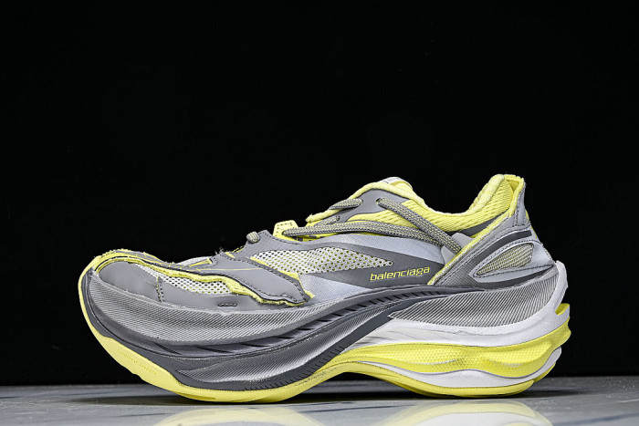 WMRTN-1197 ROUND-TOE THICK-SOLED LOW-TOP DAD SHOES GREY/YELLOW/GREY