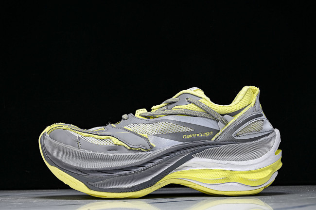 WMRTN-1197 ROUND-TOE THICK-SOLED LOW-TOP DAD SHOES GREY/YELLOW/GREY