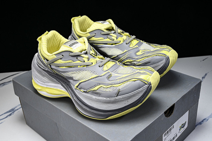 WMRTN-1197 ROUND-TOE THICK-SOLED LOW-TOP DAD SHOES GREY/YELLOW/GREY