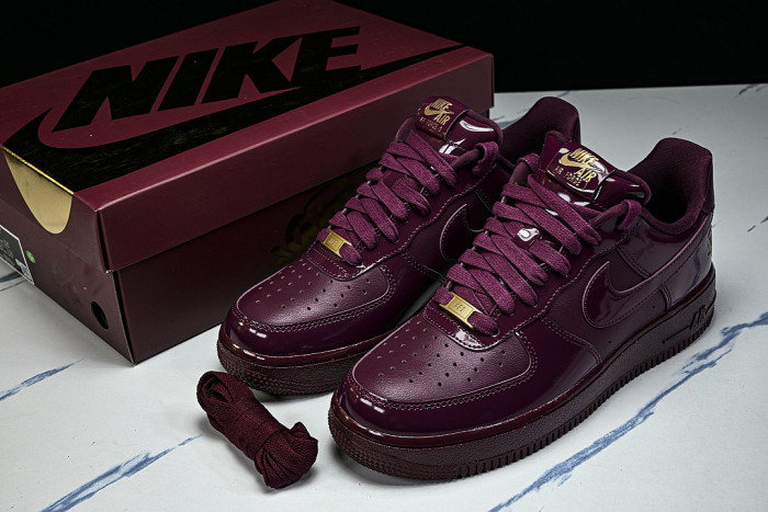 IO9970-638 CENTRAL CEE X AIR FORCE 1 LOW CASUAL SNEAKERS DARK BEETROOT/BEETROOT COLOR