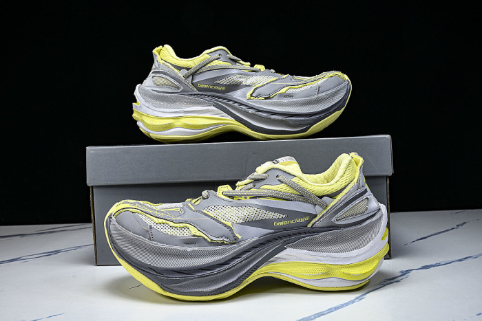 WMRTN-1197 ROUND-TOE THICK-SOLED LOW-TOP DAD SHOES GREY/YELLOW/GREY