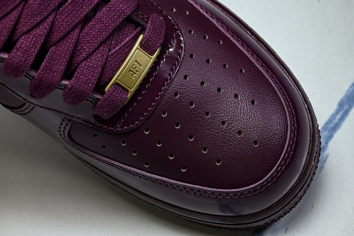 IO9970-638 CENTRAL CEE X AIR FORCE 1 LOW CASUAL SNEAKERS DARK BEETROOT/BEETROOT COLOR
