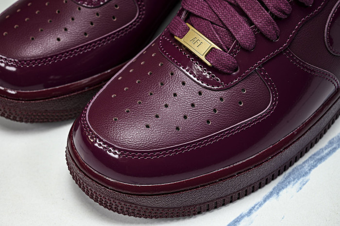 IO9970-638 CENTRAL CEE X AIR FORCE 1 LOW CASUAL SNEAKERS DARK BEETROOT/BEETROOT COLOR