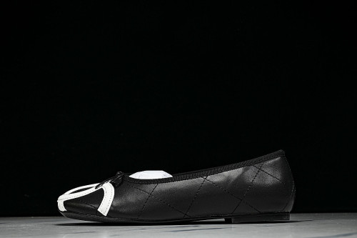 FLAT BALLET SHOES BLACK/WHITE/BLACK