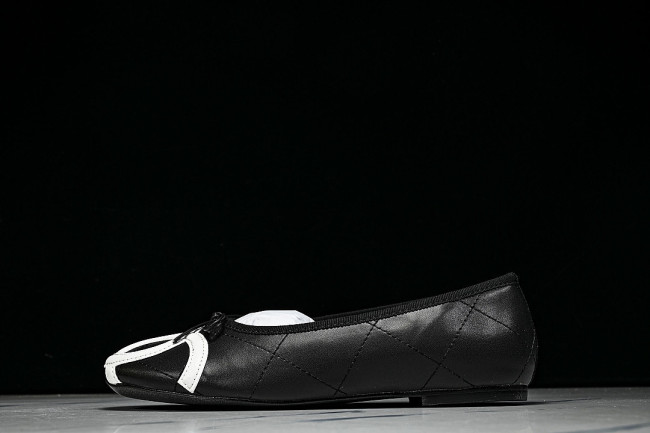 FLAT BALLET SHOES BLACK/WHITE/BLACK