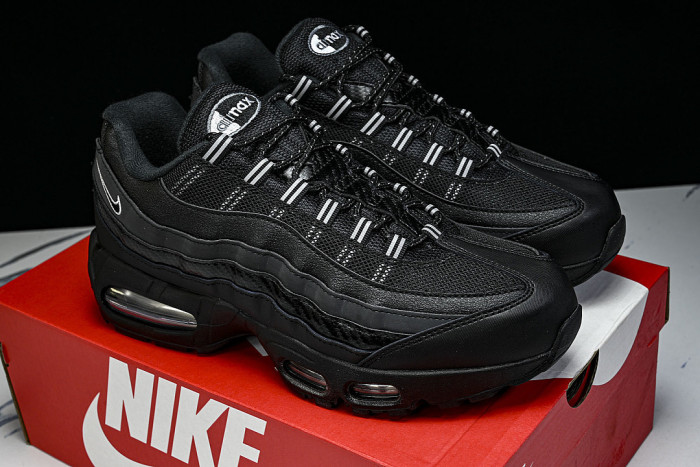 IR1474-010 AIR MAX 95 OG RETRO SHOCK-ABSORBING AIR CUSHION RUNNING SHOES BLACK/BLACK/BLACK