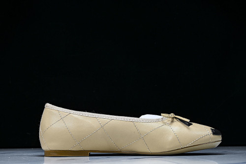 FLAT BALLET SHOES BEIGE/BLACK/BEIGE