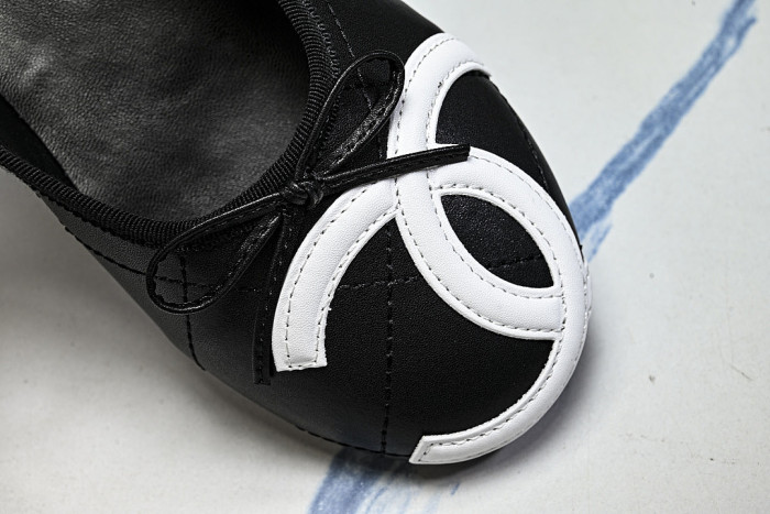 FLAT BALLET SHOES BLACK/WHITE/BLACK