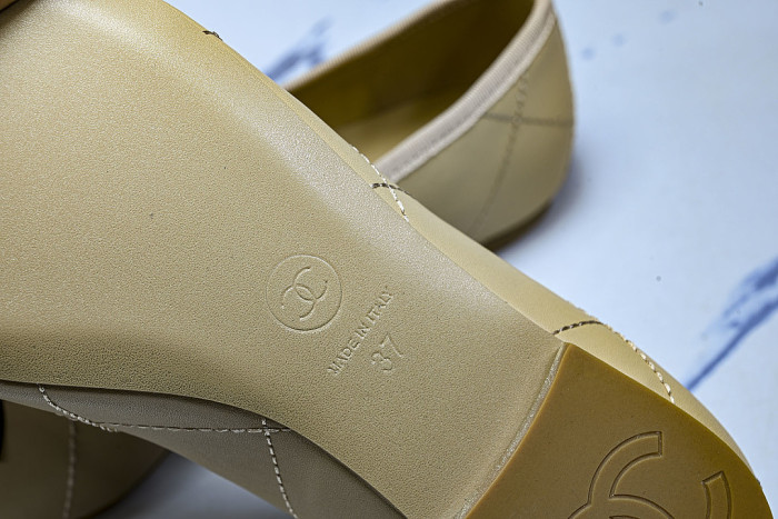 FLAT BALLET SHOES BEIGE/BLACK/BEIGE