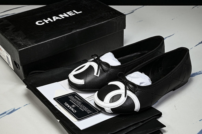FLAT BALLET SHOES BLACK/WHITE/BLACK