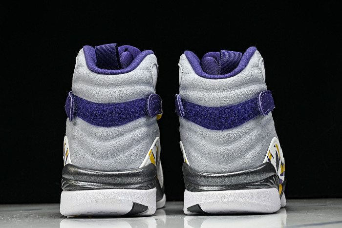 305381-107 AIR JORDAN 8 RETRO CHAMPAGNE SPORTS BASKETBALL SHOES WHITE/PURPLE/YELLOW