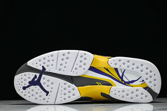 305381-107 AIR JORDAN 8 RETRO CHAMPAGNE SPORTS BASKETBALL SHOES WHITE/PURPLE/YELLOW