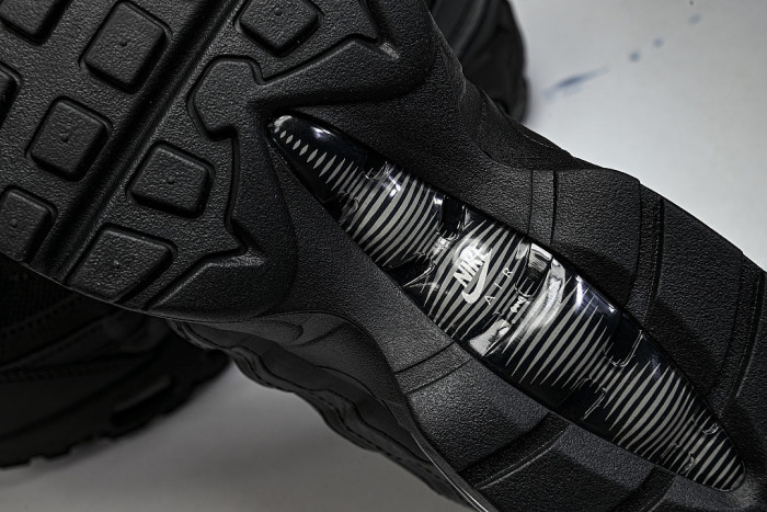 IR1474-010 AIR MAX 95 OG RETRO SHOCK-ABSORBING AIR CUSHION RUNNING SHOES BLACK/BLACK/BLACK