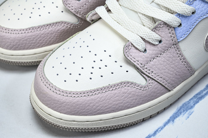 IV3219-161 AIR JORDAN 1 LOW RETRO-STYLE BASKETBALL SHOES WHITE/PINK/BLUE