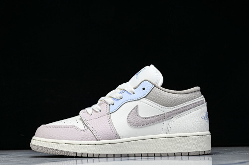 IV3219-161 AIR JORDAN 1 LOW RETRO-STYLE BASKETBALL SHOES WHITE/PINK/BLUE