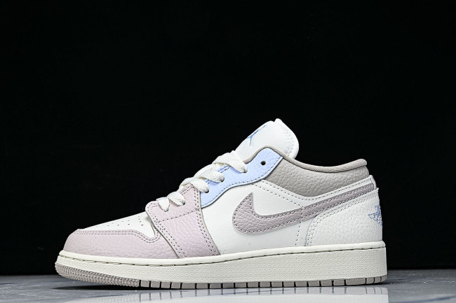 IV3219-161 AIR JORDAN 1 LOW RETRO-STYLE BASKETBALL SHOES WHITE/PINK/BLUE