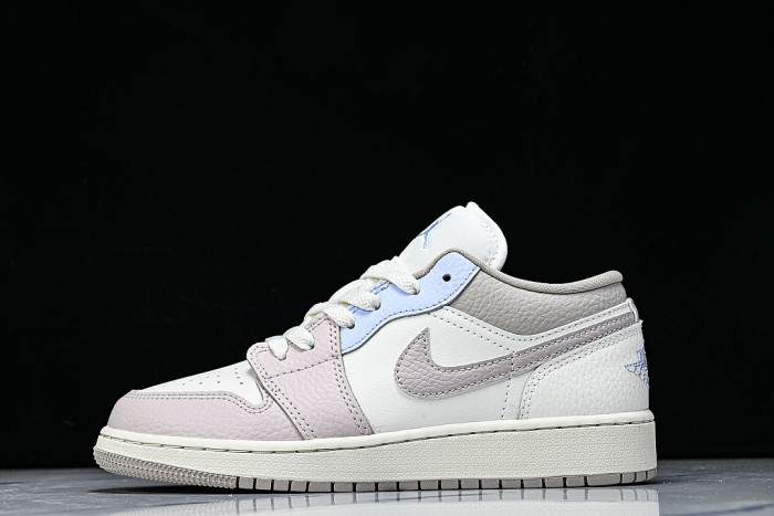 IV3219-161 AIR JORDAN 1 LOW RETRO-STYLE BASKETBALL SHOES WHITE/PINK/BLUE