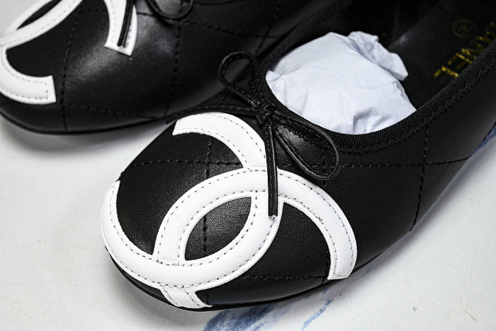 FLAT BALLET SHOES BLACK/WHITE/BLACK