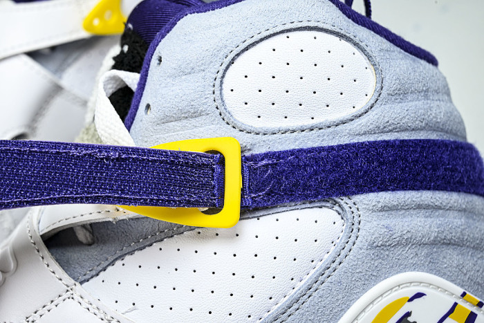 305381-107 AIR JORDAN 8 RETRO CHAMPAGNE SPORTS BASKETBALL SHOES WHITE/PURPLE/YELLOW