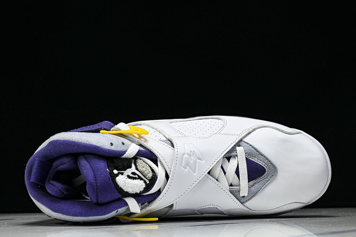 305381-107 AIR JORDAN 8 RETRO CHAMPAGNE SPORTS BASKETBALL SHOES WHITE/PURPLE/YELLOW