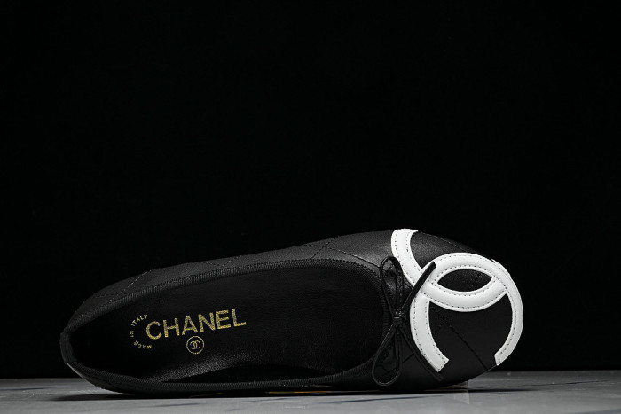 FLAT BALLET SHOES BLACK/WHITE/BLACK