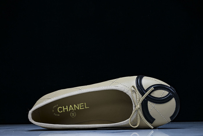 FLAT BALLET SHOES BEIGE/BLACK/BEIGE